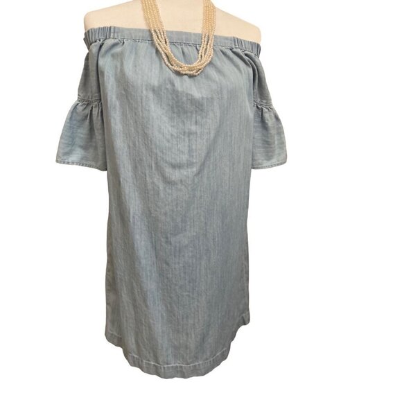 Madewell Denim Azalea Off the Shoulder Midi Dress Size Small - Picture 4 of 13